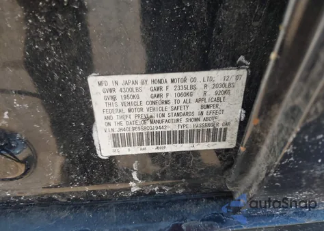 2008 Acura Tsx z USA, uszkodzony, nr VIN JH4CL96958C019442